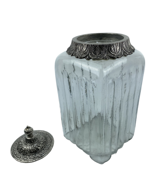 Bonbonboniere Glas/Metall 12x12x23